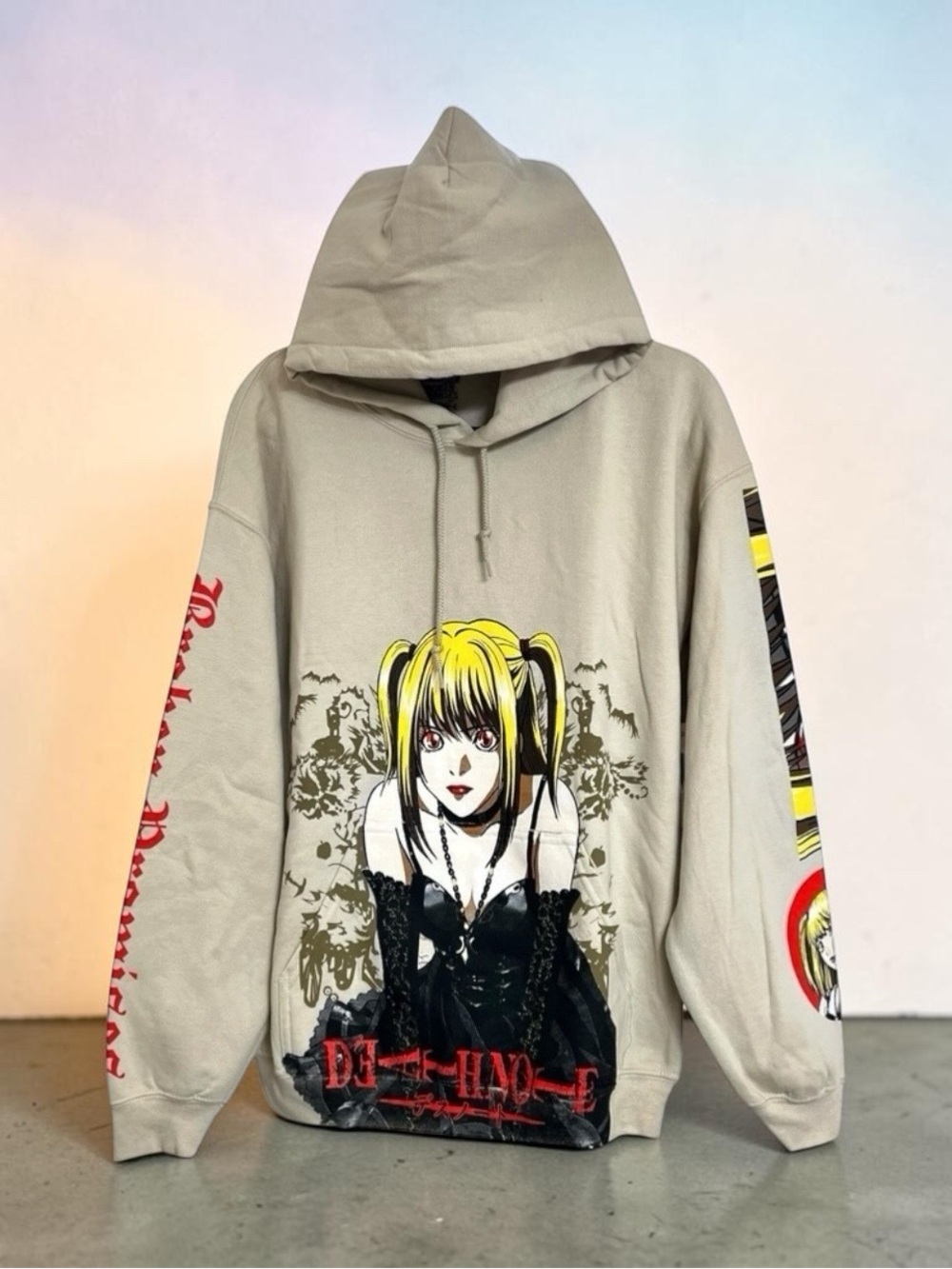 Broken Promises Hoodie Anime Misa Amane Death Note Graphic Pullover Sand Beige M